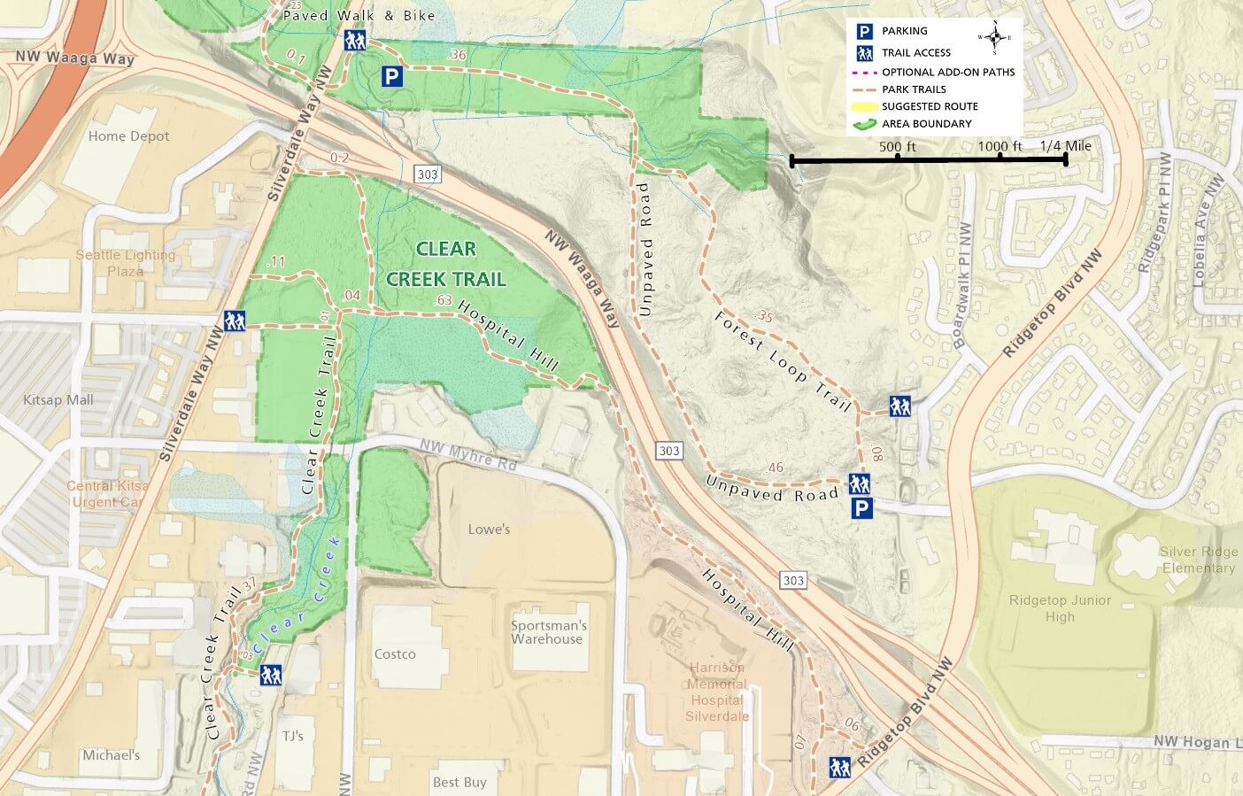 Clear Creek Trail Map - Central Section