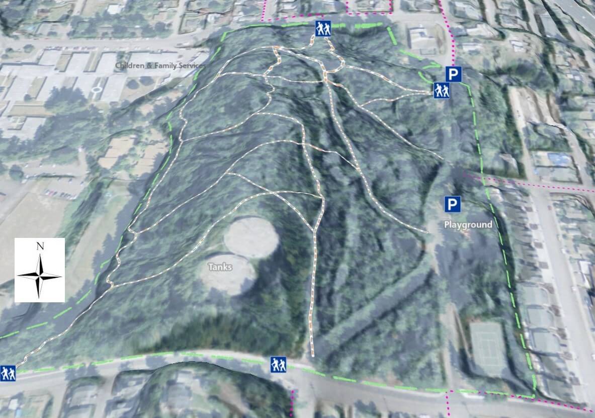 Forest Ridge Park 3D Trail Map - View to North