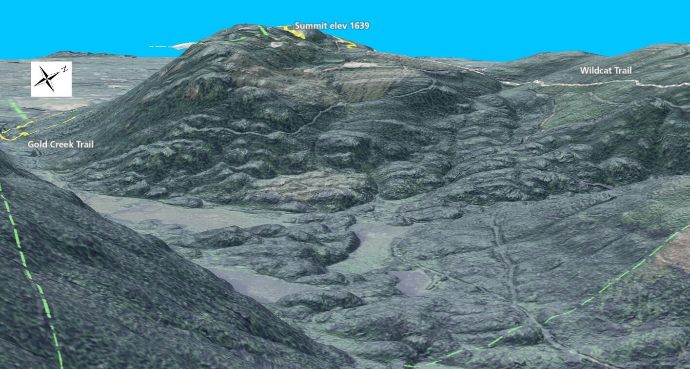 Green Mountain 3D Trail Map - Summit View