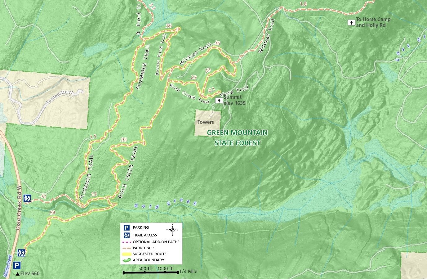 Green Mountain Trail Map - Gold Creek