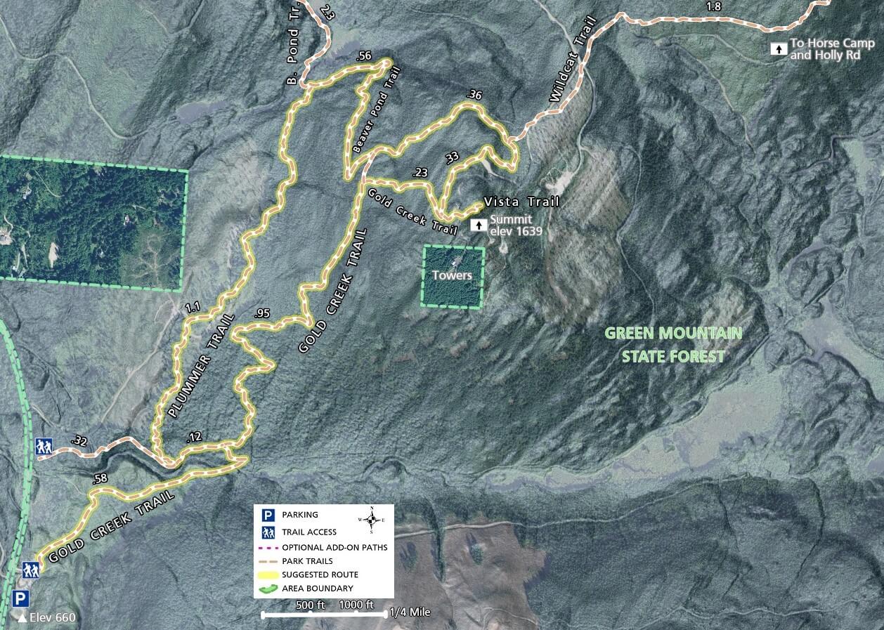 Green Mountain Trail Map - Imagery - Gold Creek
