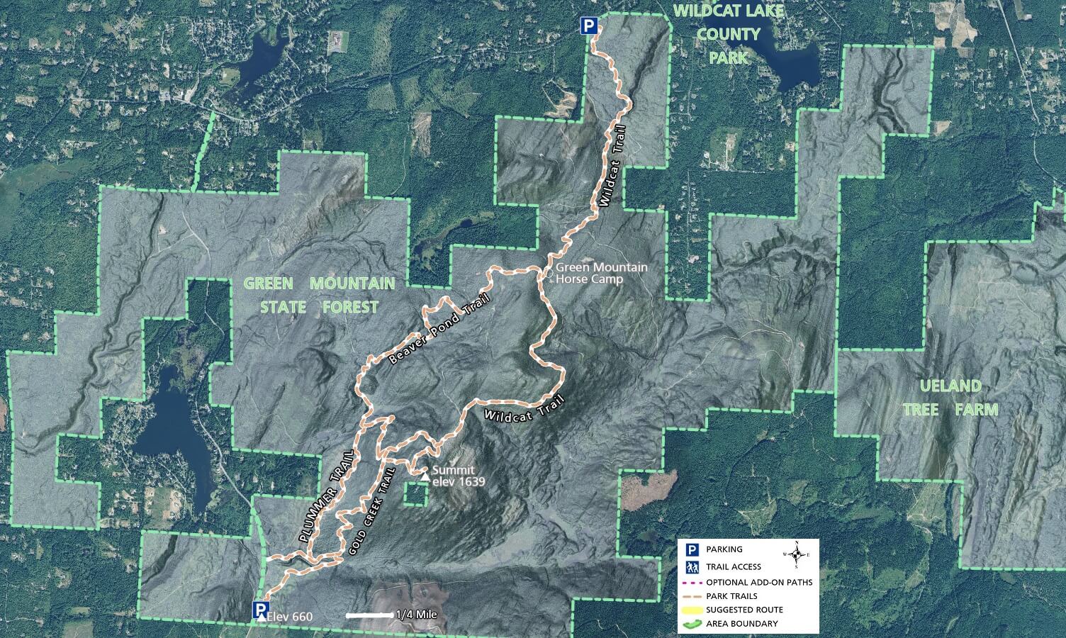 Green Mountain Trail Map - Imagery - Overview