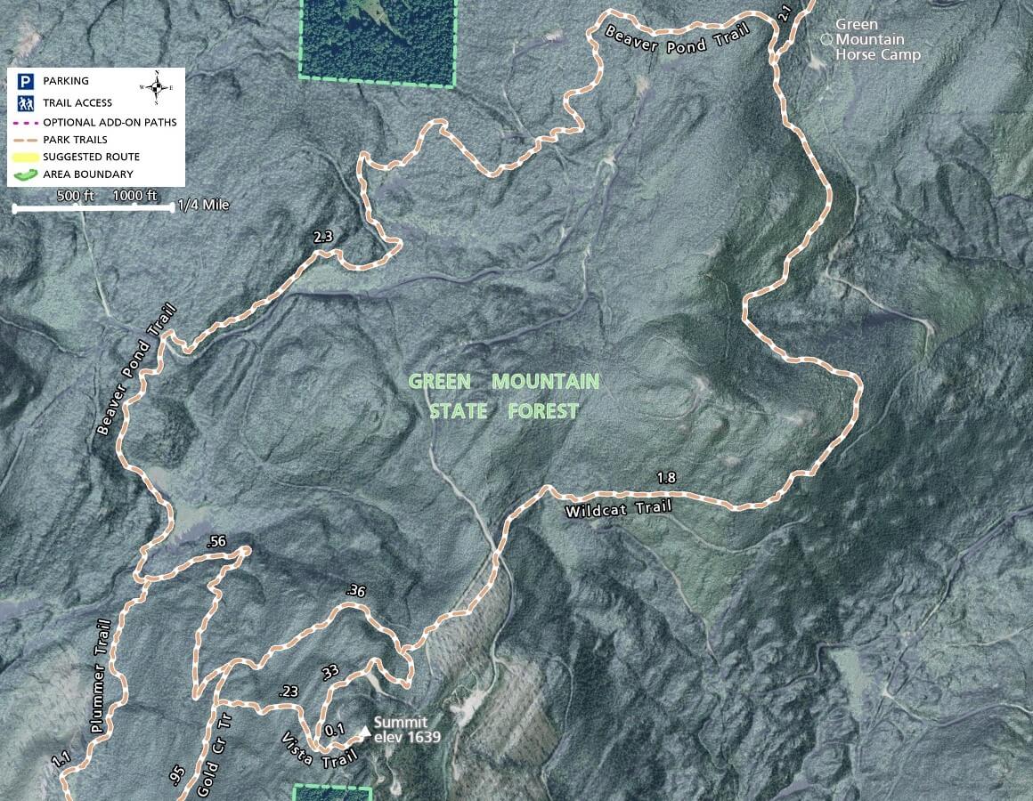 Green Mountain Trail Map - Imagery - Summit Area