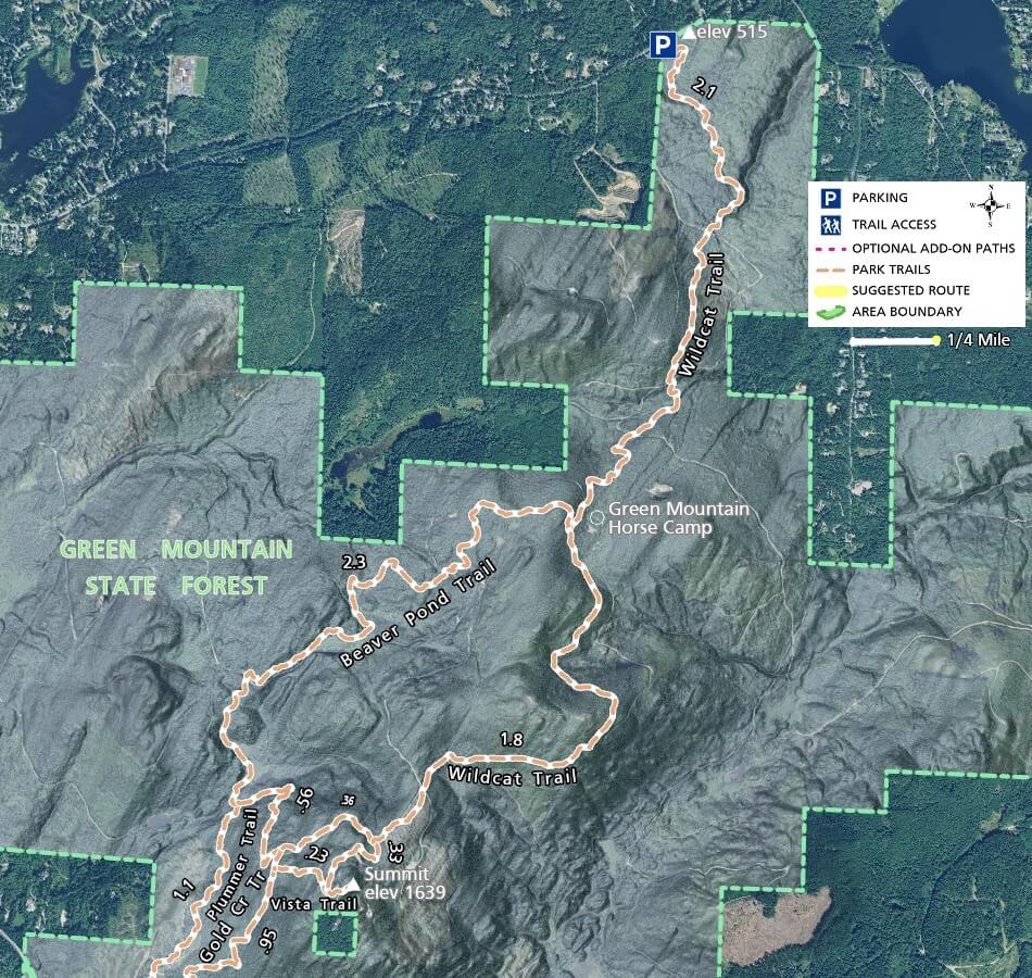 Green Mountain Trail Map - Imagery - Wildcat