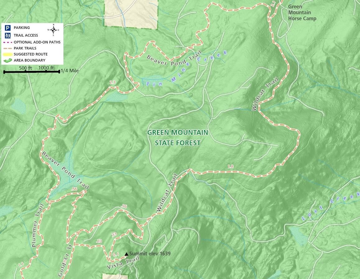 Green Mountain Trail Map - Summit Area