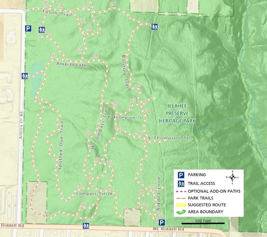 Illahee Preserve Heritage Park Trail map - South Section