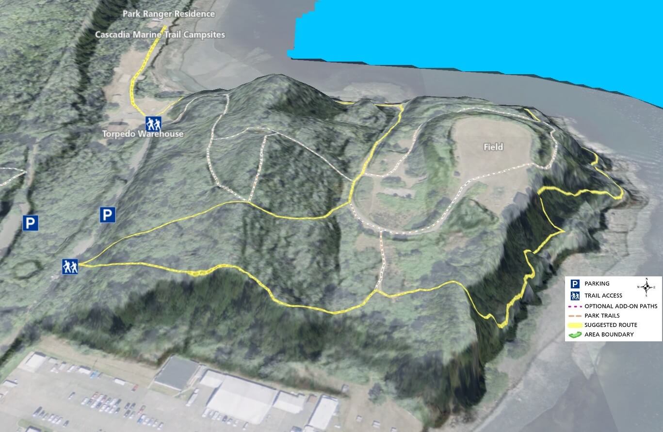Manchester State Park 3D Trail Map - View to North