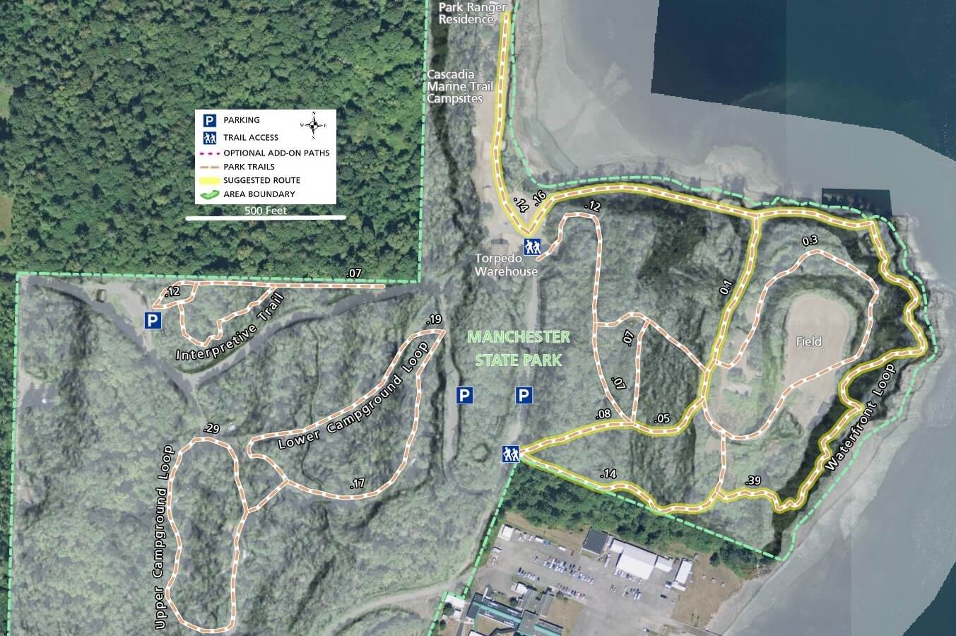 Manchester State Park Trail Map - Imagery