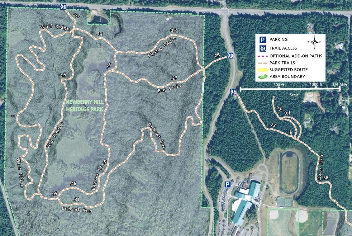 Newberry Hill Heritage Park Trails - North Section - Elevation and Hillshading