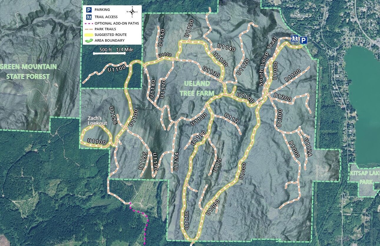 Ueland Tree Farm Trail Map - Imagery Overview