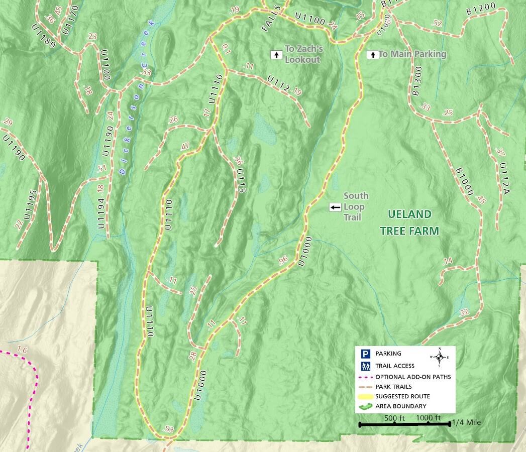 Ueland Tree Farm Trail Map - Souuth Loop