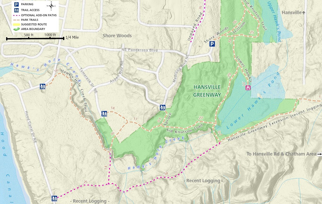 Hansville Greenway Trail Map - SW and Shore Woods Area