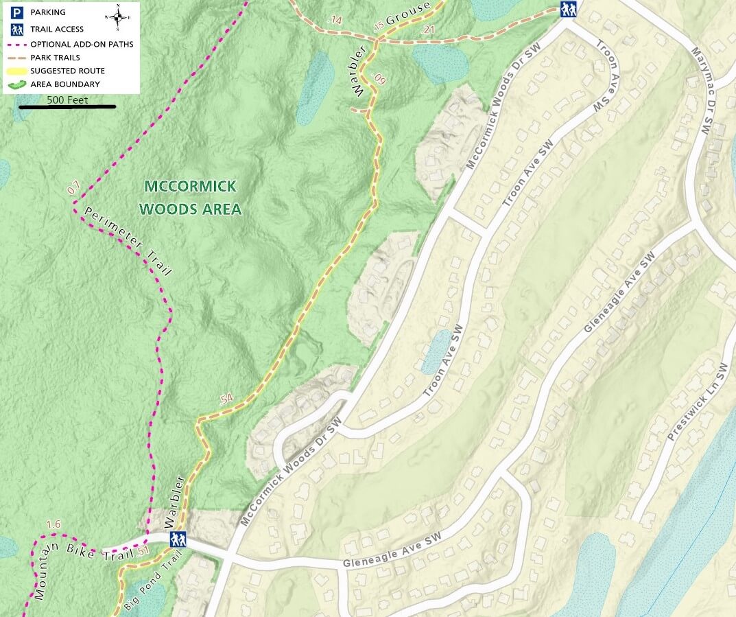 McCormick Woods Trail Map - Central Area