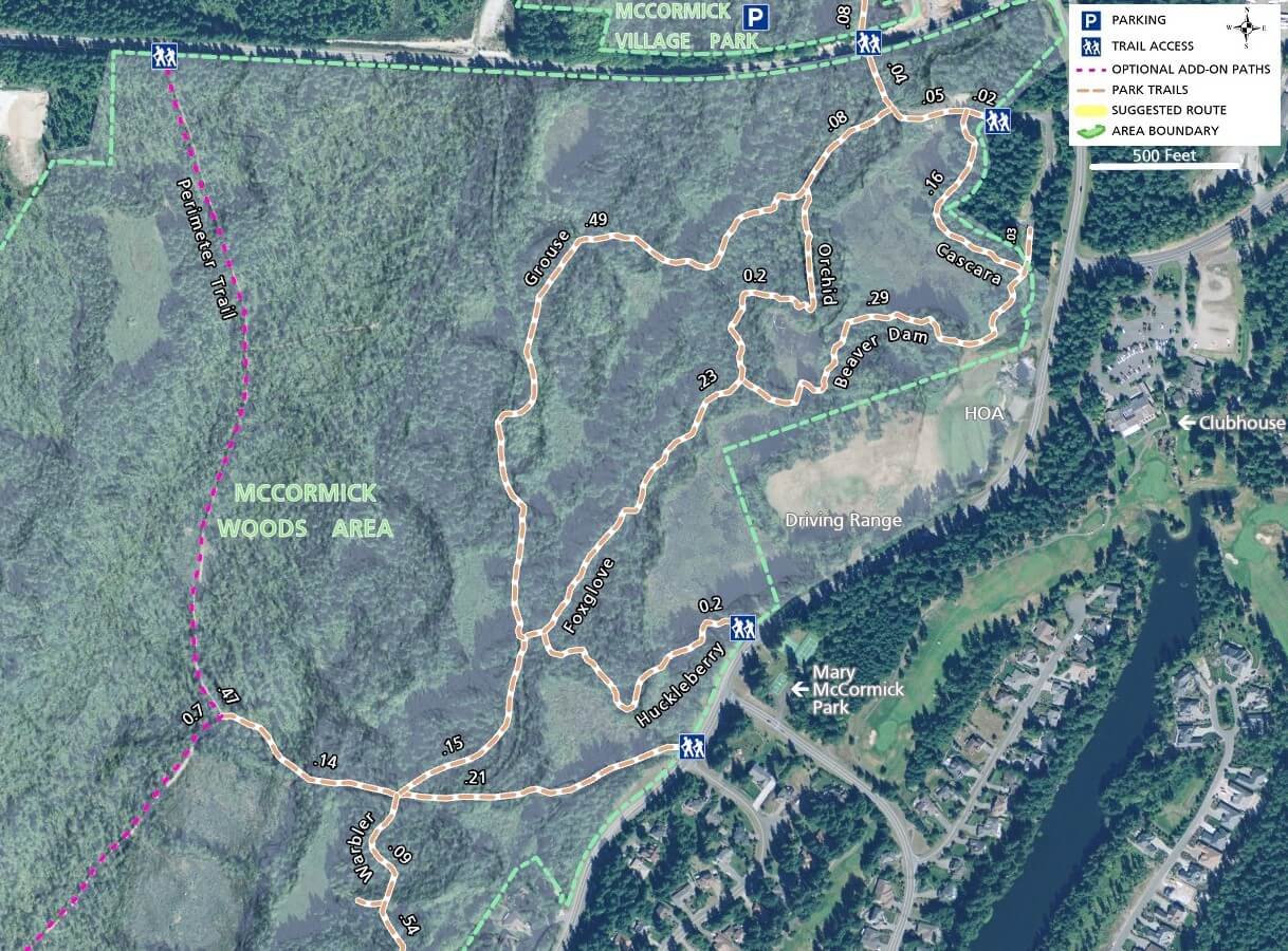McCormick Woods Trail Map - Imagery - Northern Area