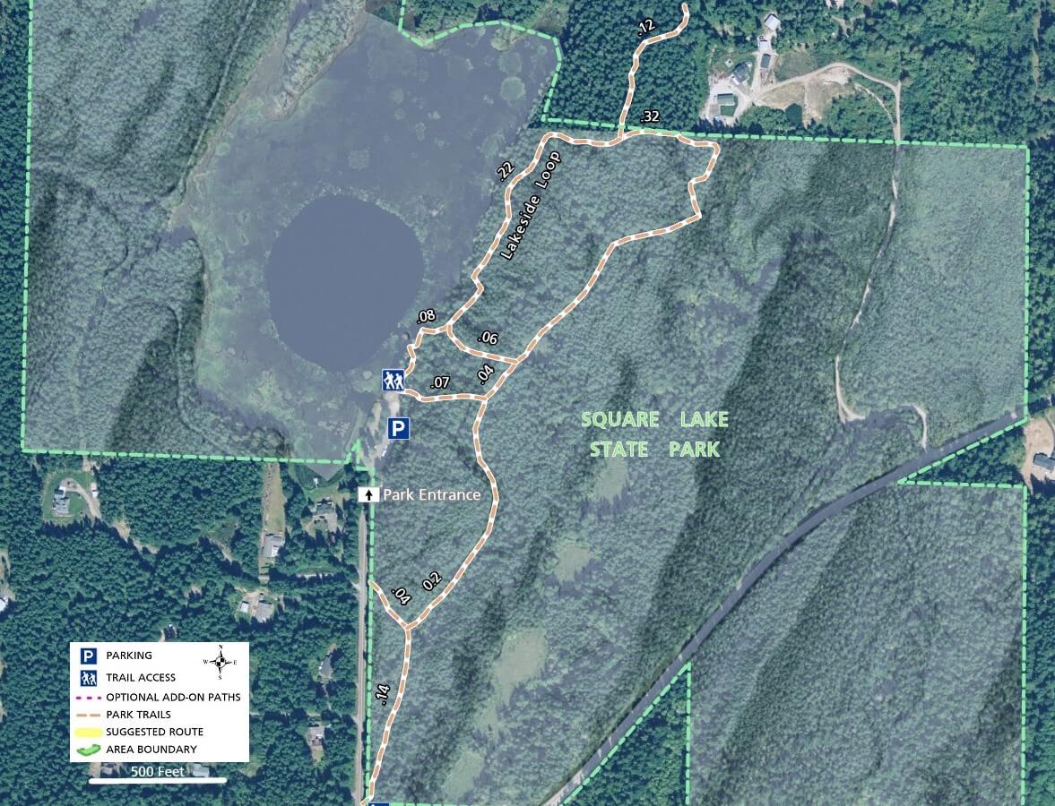 Square Lake State Park Trail Map - Imagery